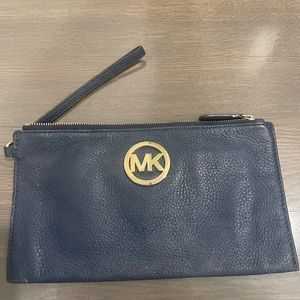 Michael Kora Fulton Large Zip Leather Clutch/Wristlet